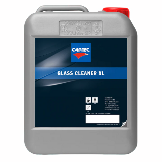 Cartec Glass Cleaner XL for streak-free cleaning of car windows, windscreens and automotive glass.