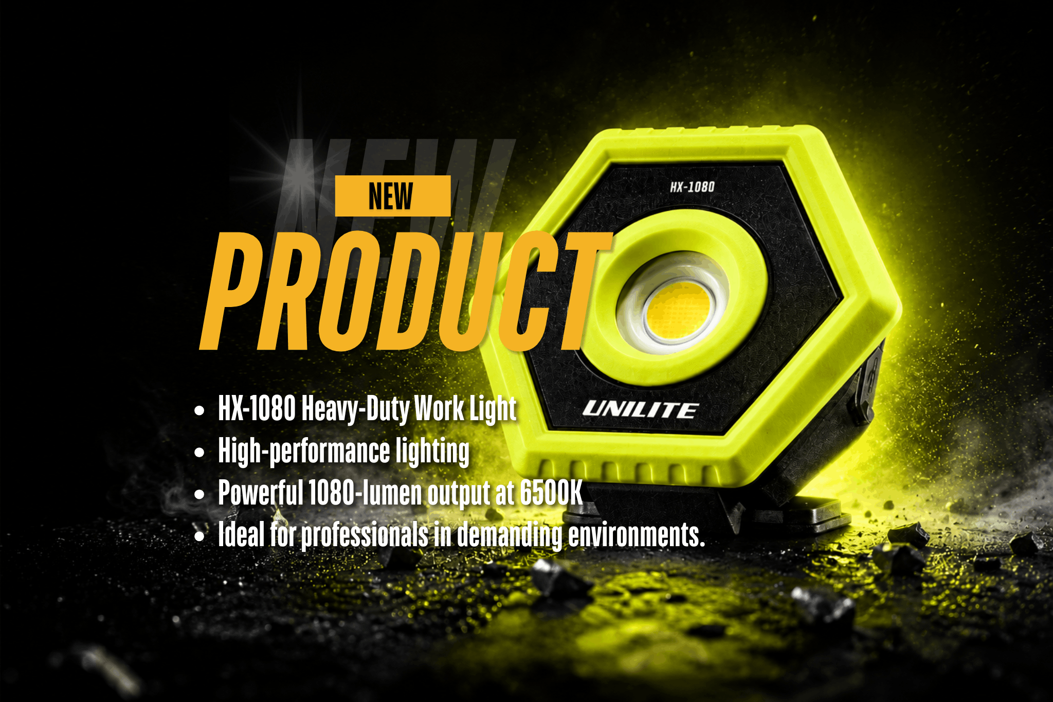 UNILITE HX-1080 heavy-duty work light for car detailing, plumbers, electricians, builders