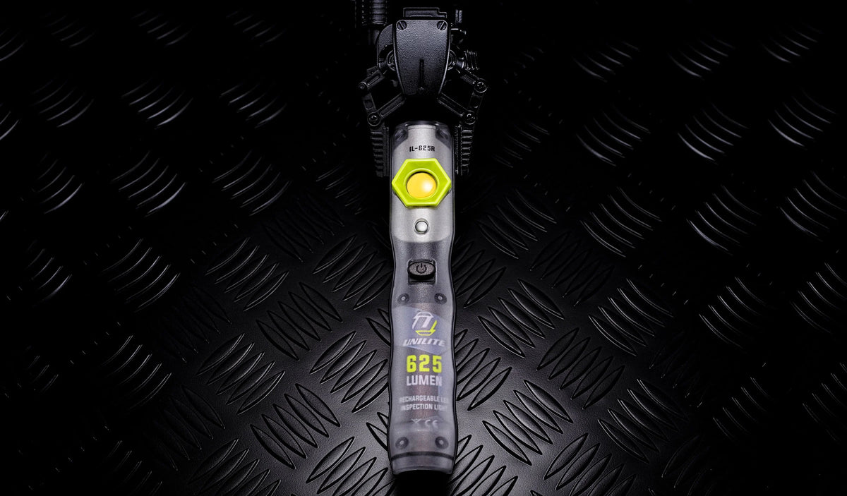 Unilite IL-625R rechargeable 625-lumen inspection light for identifying paint defects during professional car detailing.