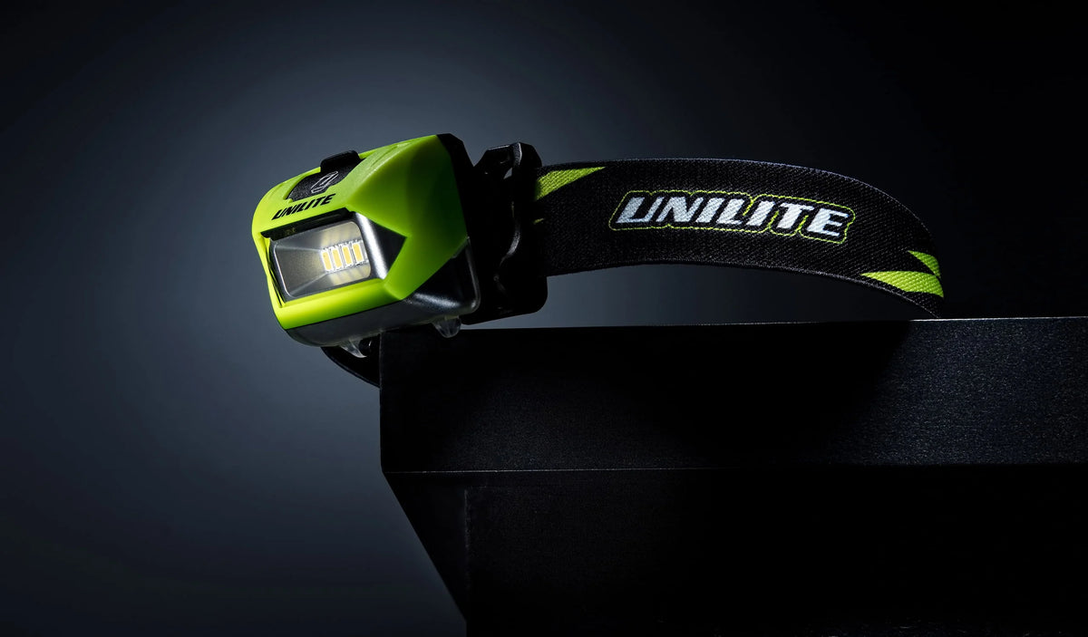 Unilite rechargeable LED head torch for hands-free lighting during car valeting, cleaning, polishing and professional detailing.