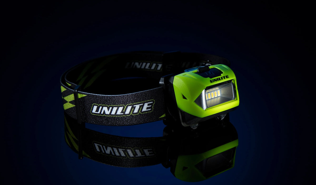 Unilite rechargeable LED head torch for hands-free lighting during car cleaning, polishing and professional detailing