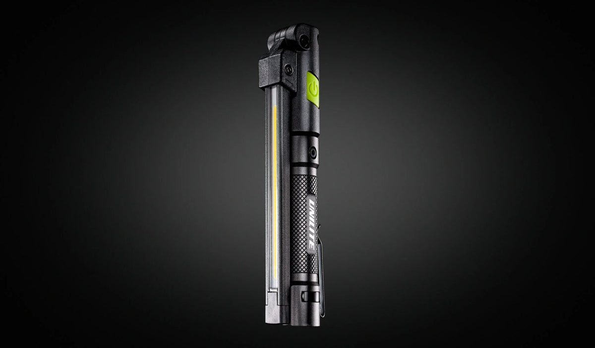 Unilite rechargeable LED inspection light for professional car paintwork inspection.