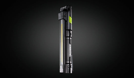 Unilite rechargeable LED inspection light for professional car paintwork inspection.