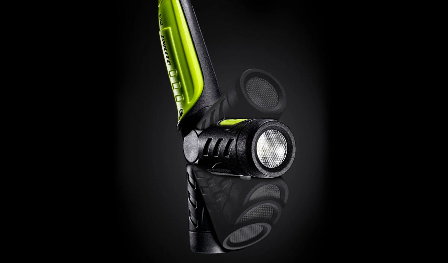 Unilite rechargeable neck light with dual adjustable LED lights, designed for hands-free workshop and car detailing use.