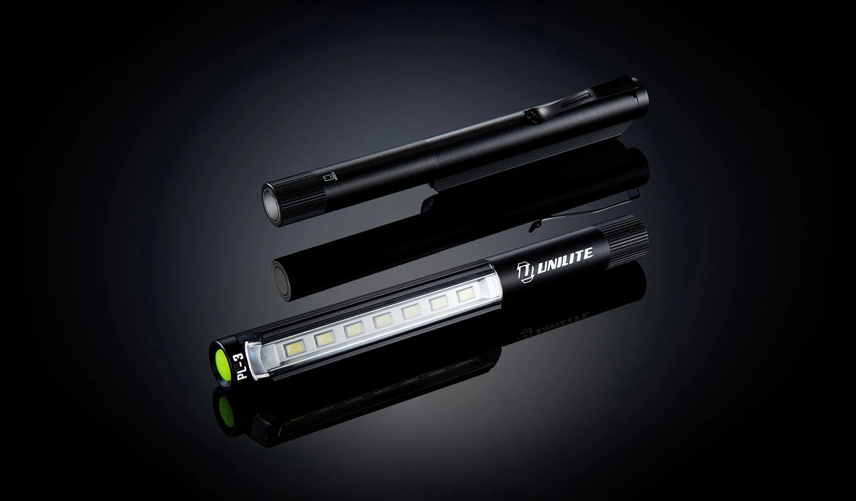 Unilite PL-3 slim LED inspection light for checking imperfections in vehicle paintwork during professional car cleaning and detailing.
